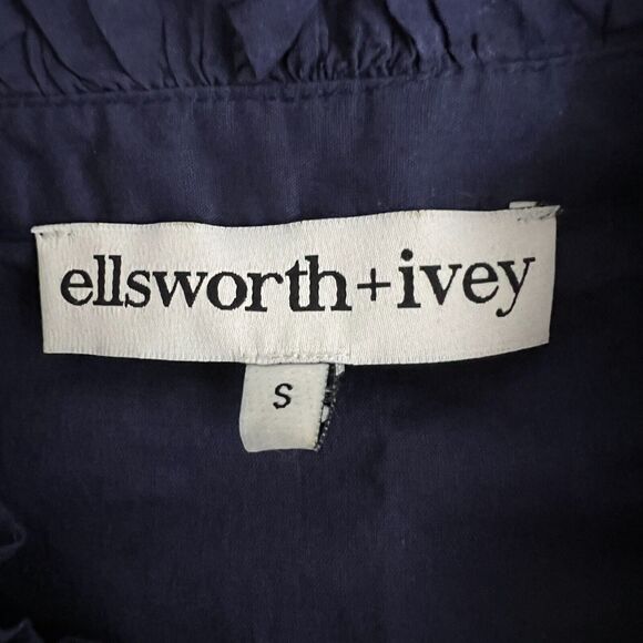 Ellsworth‎ + Ivey Dress Women Small Navy Blue Ruffle Neutral Boho Peasant Preppy - Picture 6 of 8